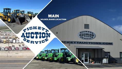 From I-84 exit 27 go south on Centennial then west on Simplot Blvd (Hwy 19) through the town of Greenleaf 4 miles west and turn left onto HWY 95 -- signs posted for New Lot. . Pickett auction wilder id